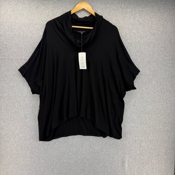 Eileen Fisher Size Medium Black Cowl Neck Top Viscose Rayon Jersey Loose Fit NWT - Picture 1 of 13
